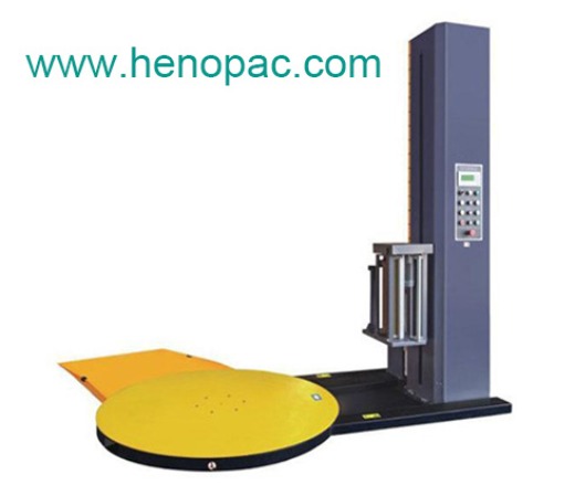 G1 Semi-auto pallet wrapping machine with powered pre-stretch film carriage 