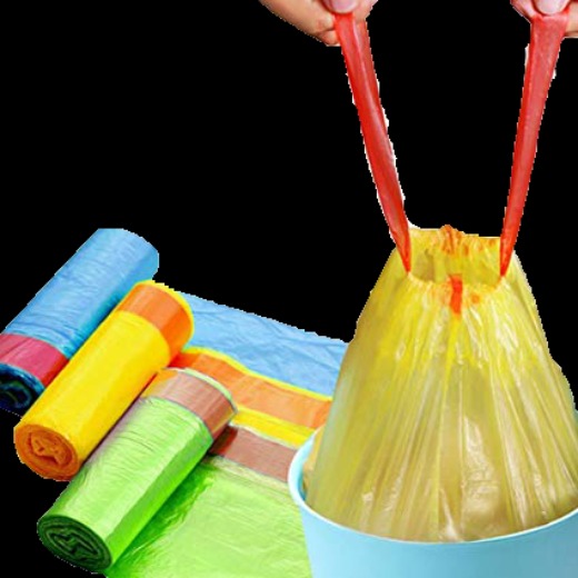 DRAWSTRING GARBAGE BAGS ON ROLL