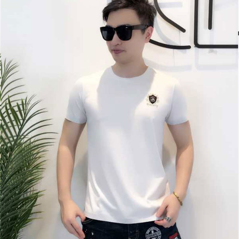 European men's polo shirt male popular logo embroidery and embroidered hot drilling labeling, net side pressure glue cotton men's short sleeve shirt new cultivate one's morality
