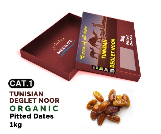 Organic Pitted dates 1kg carton, Deglet Noor Dates 