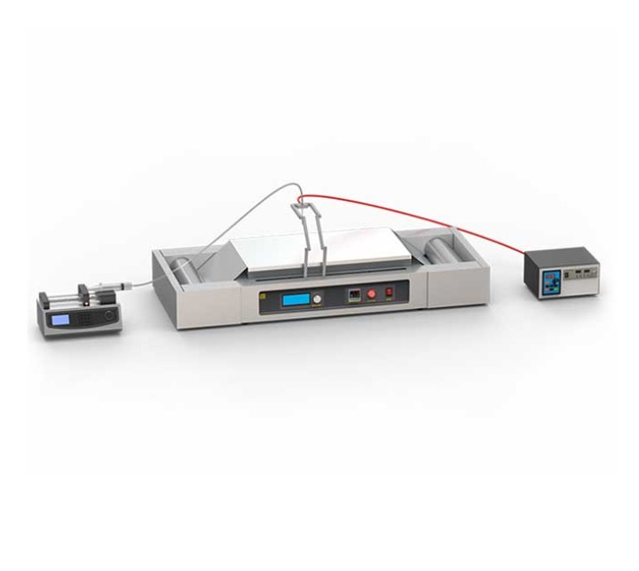 Automatic electrospinning coating unit with roll to roll system