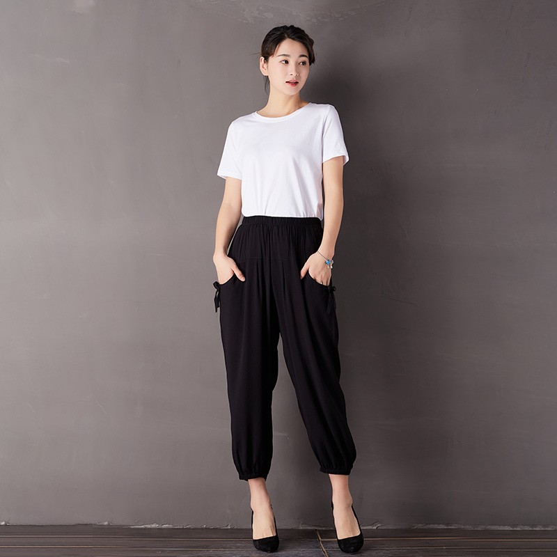 Golden sheep spring and summer cotton printed bloomers ethnic style retro nine minutes mosquito - proof beach pants