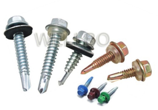 Hexagon head self drilling screw with EPDM washer 