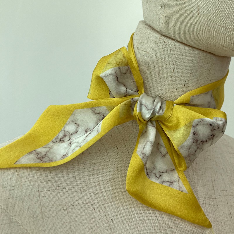 MAIDILANG 100% pure silk 14MM silk crepe satin ladies scarf headband bag belt gold