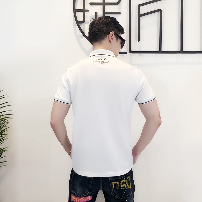 Men's polo shirt in Europe popular logo day polo shirt with lapel cotton shirt new slim men short sleeves