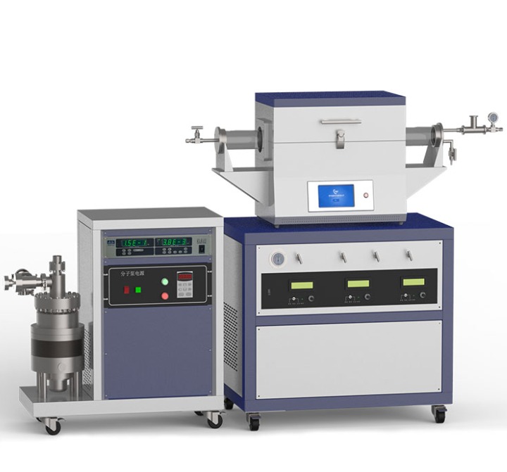 Two zones 1200℃ CVD tube furnace for with high vacuum station