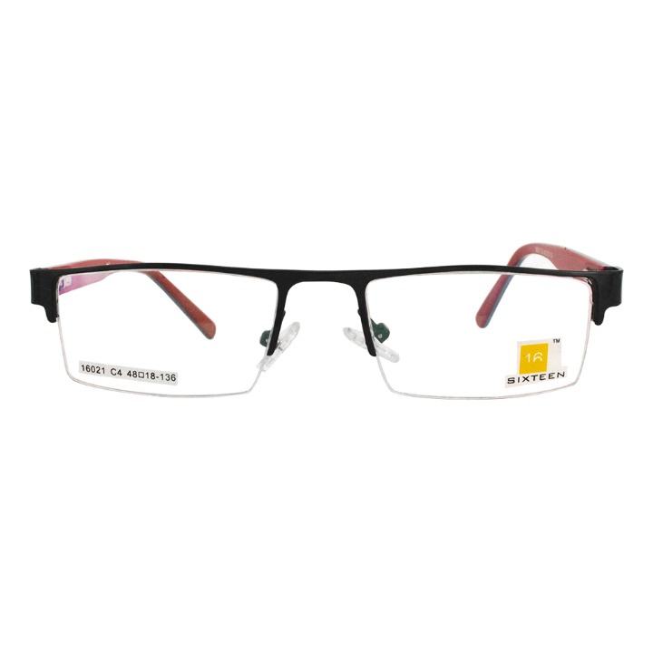 Metal Half Rim Unisex Model with Spring Fitted Acetate Designer Temple - 16021