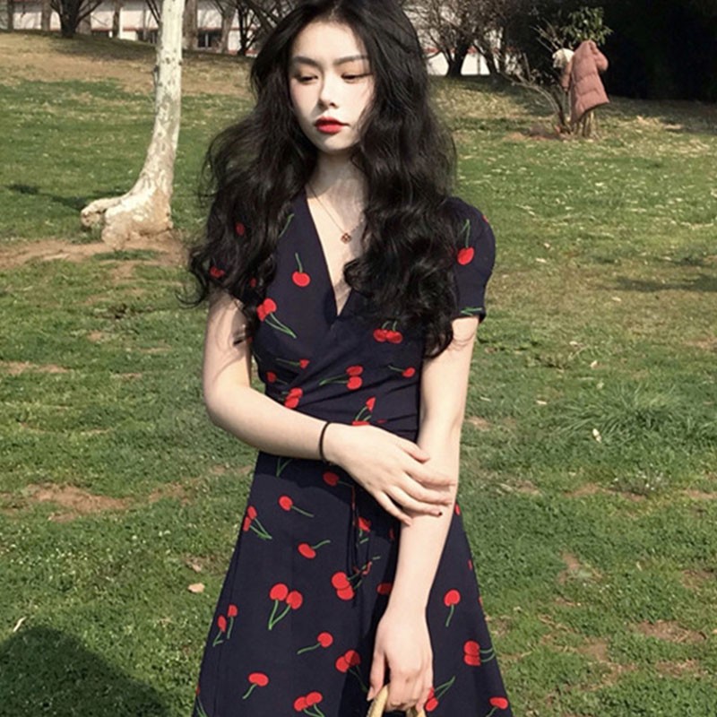 French retro skirt Yamamoto girl super fairy Dress French niche summer vacation maldives beach dress