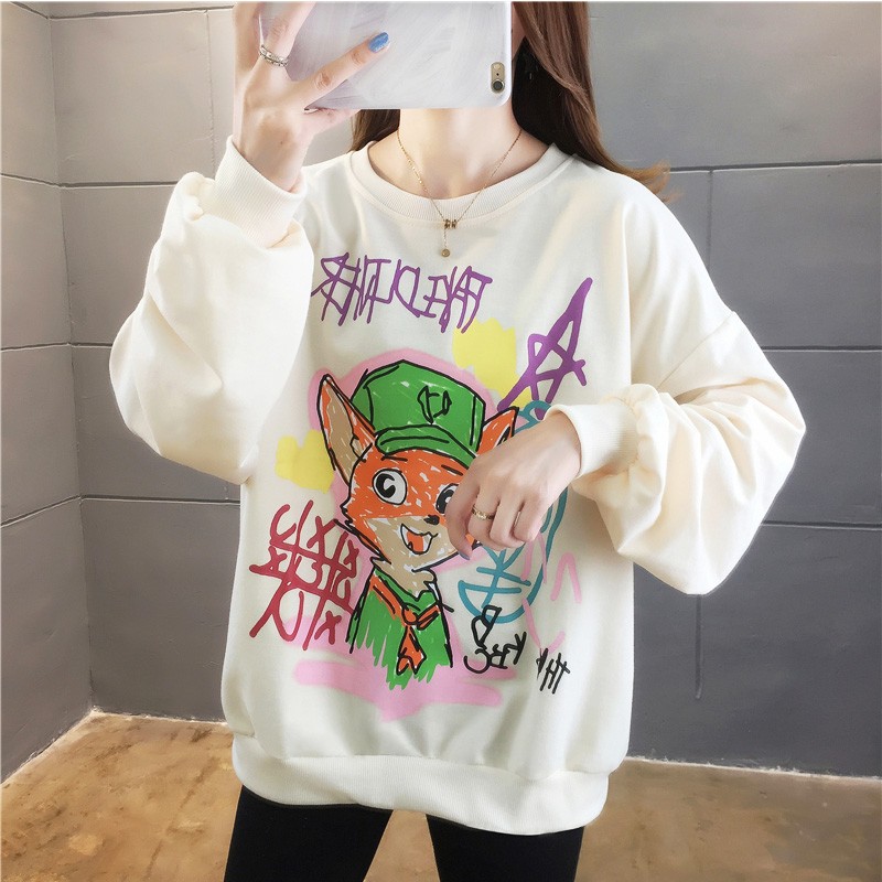 Marvili's new Women's Pullover Thin Korean Fashion Print Women's Top