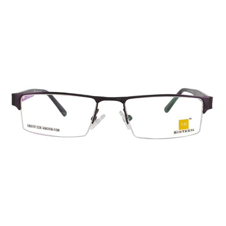 Metal Half Rim Unisex Model with Acetate Designer Temple - 16017