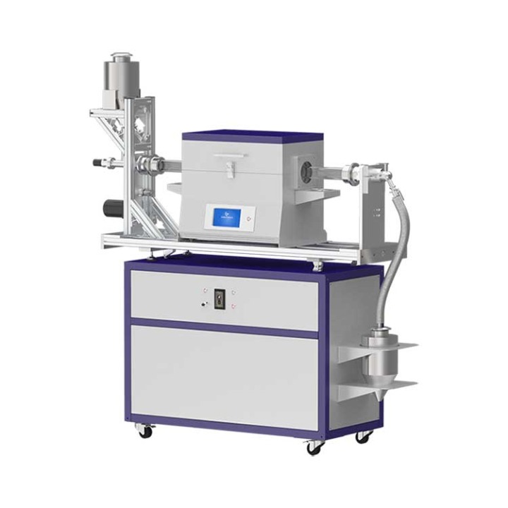 Vacuum atmosphere rotary tube furnace with automatic feeding and collecting equipment