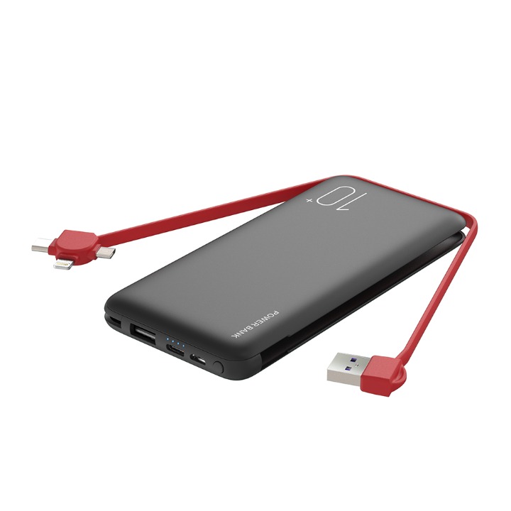 Built in a cable portable charger 10000 mah powerbank Portable External power bank slim 