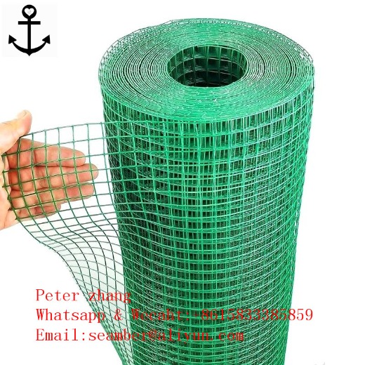 PVC Welded Wire Mesh Green Garden Border Physical Animal Barrier 2.4x2.4inch Mesh Poultry Netting Fencing