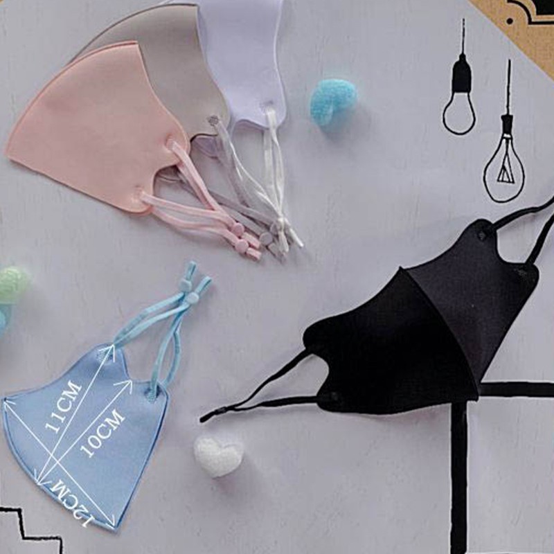 Children's dust proof ice silk adjustable washable masks 3 monochrome + trinkets (1)
