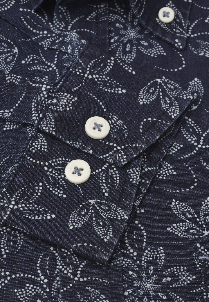 100%COTTON INDIGO DENIM WITH PRINTING