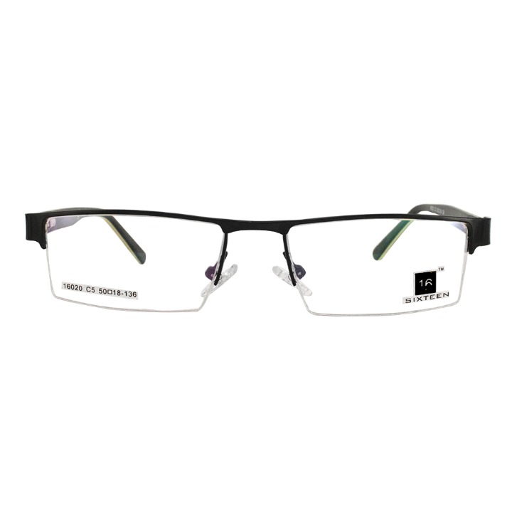 Metal Half Rim Unisex Model with Acetate Designer Temple - 16020