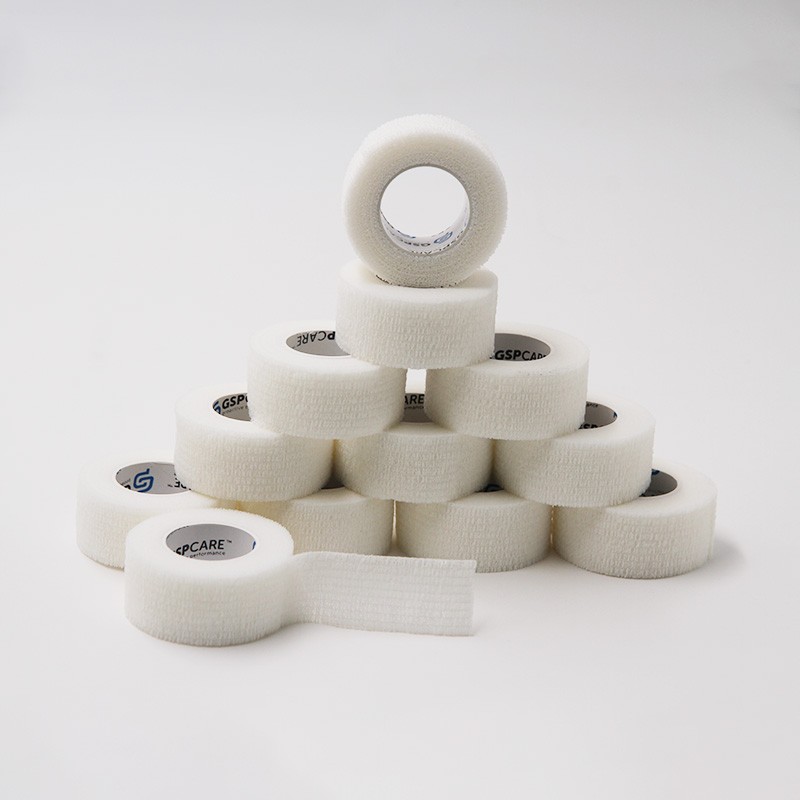 Jiaxi times self-adhesive elastic bandage 1 inch wide 12 rolls suit, non-woven material, fixed pressure, easy hand tear, waterproof and sweat proof, comfortable and breathable, hypoallergenic, non-sticky hair