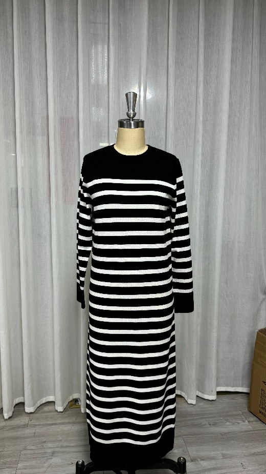 Sweater, knit, women's loose fit, dress, stripes