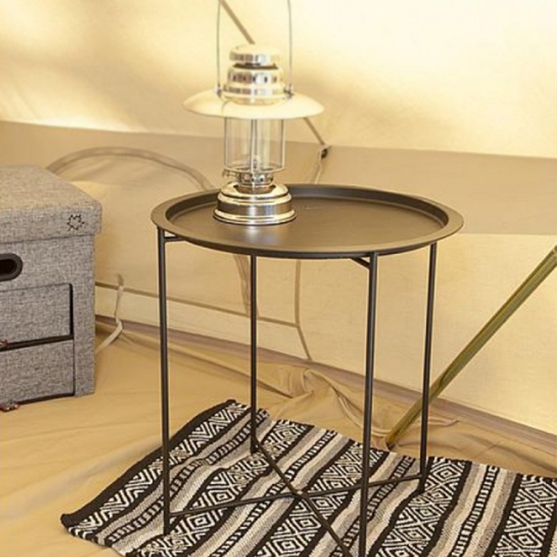 Grand Patio Steel Patio Side Table, Weather Resistant Outdoor Round End Table, Black