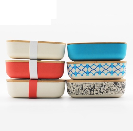 Bamboo reusable eco friendly canister box container with lid
