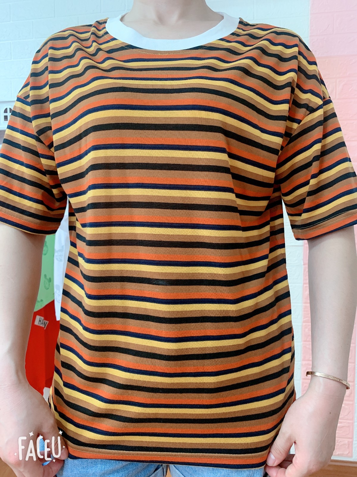 Yarn-dyed round collar T-shirts