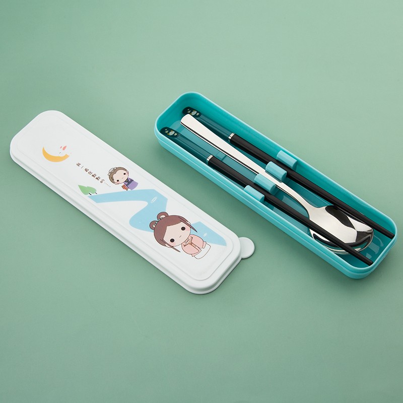 KMD/ Full Time Travel Portable set tableware travel set Adult student storage box