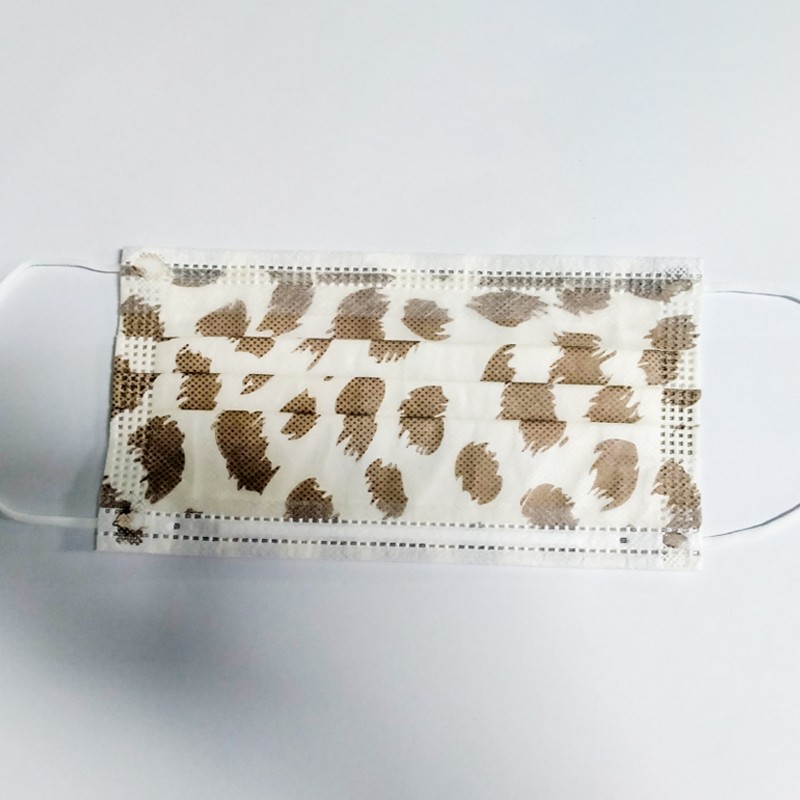 White and brown patterns disposable respirators dustproof prevent fog droplets high-density melt-blown fabric