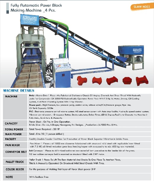 Automatic Paver Block and Brick  Machine