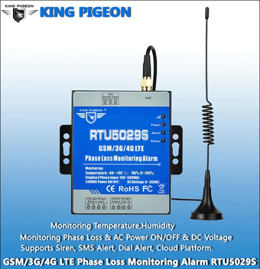 Remote 3 phase power outage monitor alarm unit with temperature humidity control RTU5029S for chicken farm and factory