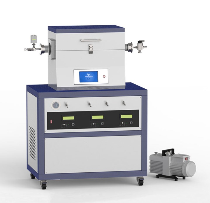 1200℃ single zone low vacuum CVD tube furnace with 3-channel MFC gas mixer