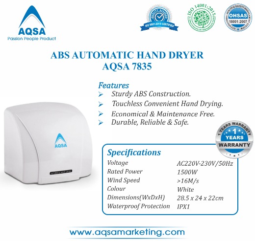  ABS Automatic Hand Dryer (AQSA – 7835)