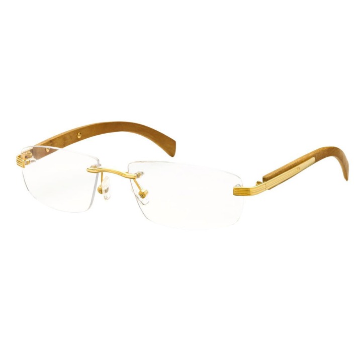 Pure Solid Gold Optical Frames in 18 Carat Rentangle Shape - WD ROY