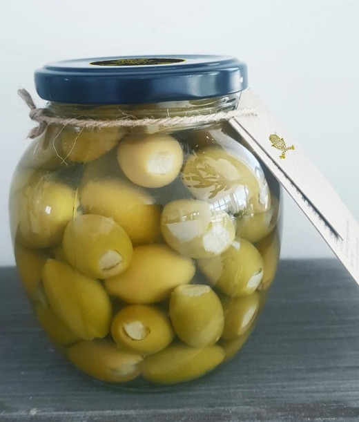 Stuffed Green Olives with Garlic. 370ML GLASS JAR