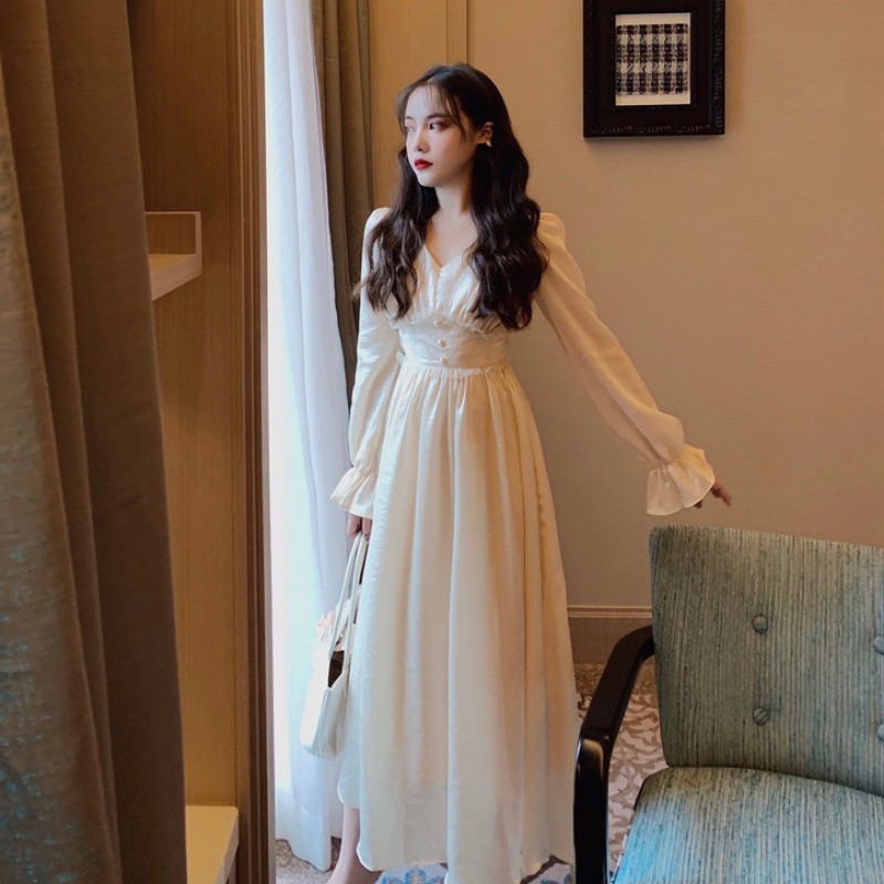 French temperament First love Skirt 2020 Autumn fashion goddess fan waist lace skirt