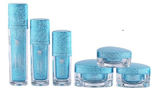 Blue Acrylic Ice Crackle Lotion Bottles/Jars