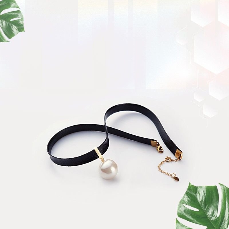Gravity series round pearl leather rope choker