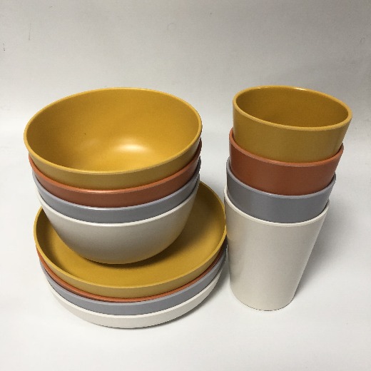 Coloful cartoon Reusable Eco Bamboo Kids Dinnerware Sets