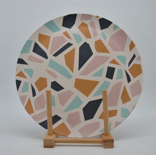 Coloful BPA free Reusable Eco Bamboo salad plate