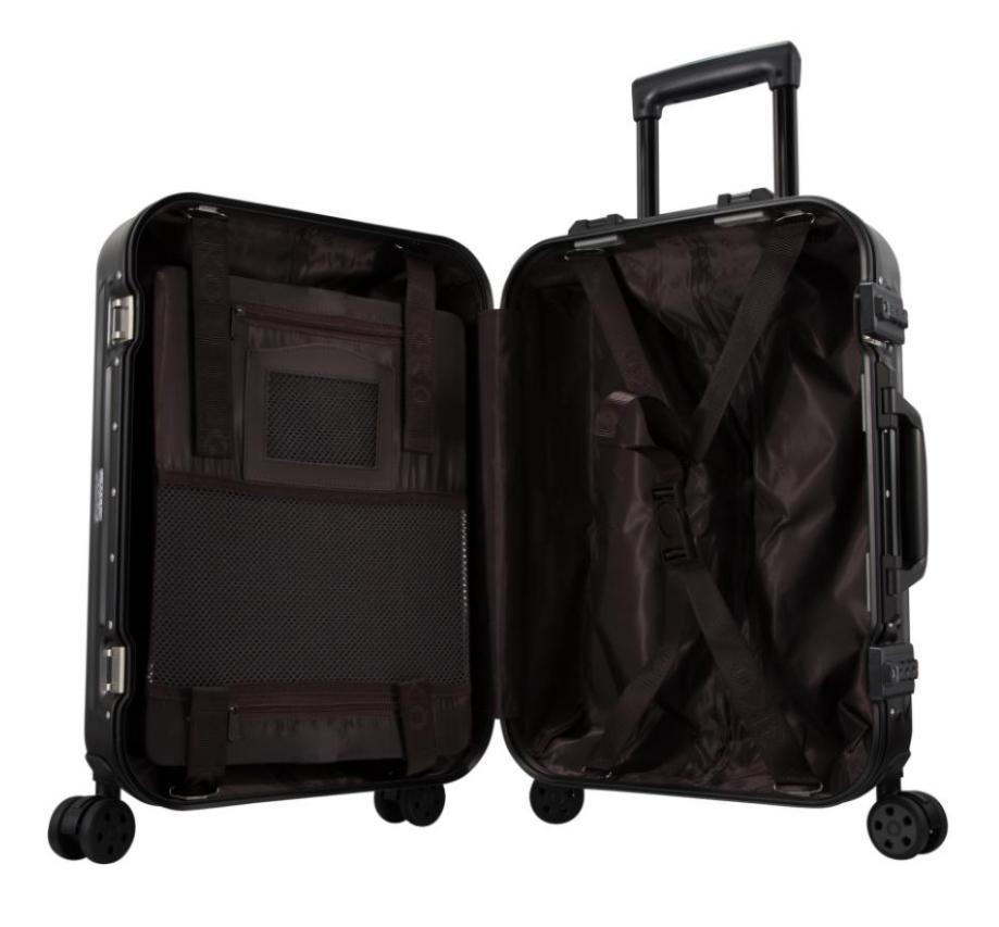 20-inch smart fingerprint sensor lock business black all-aluminum magnesium alloy pull rod case boarding suitcase