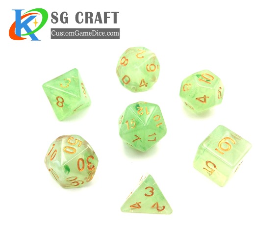 Customized polyhedral light translucent resin dice