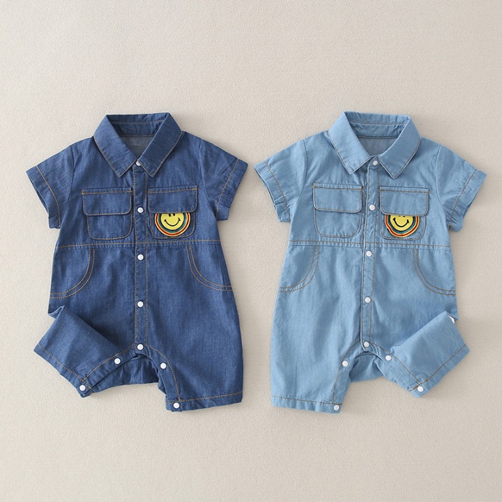 Ziluotong Boys Denim Romper SHORT SLEEVE BODYSUIT summer thin baby clothing