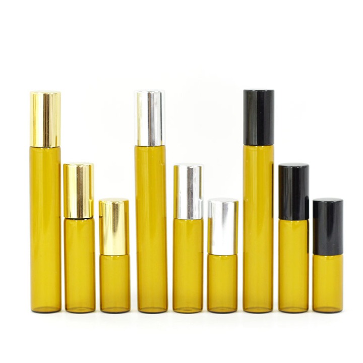 Wholesale 5Ml Perfume or Essential oil Glass Roll On Bottle with Black/Gold/Sliver Cap
