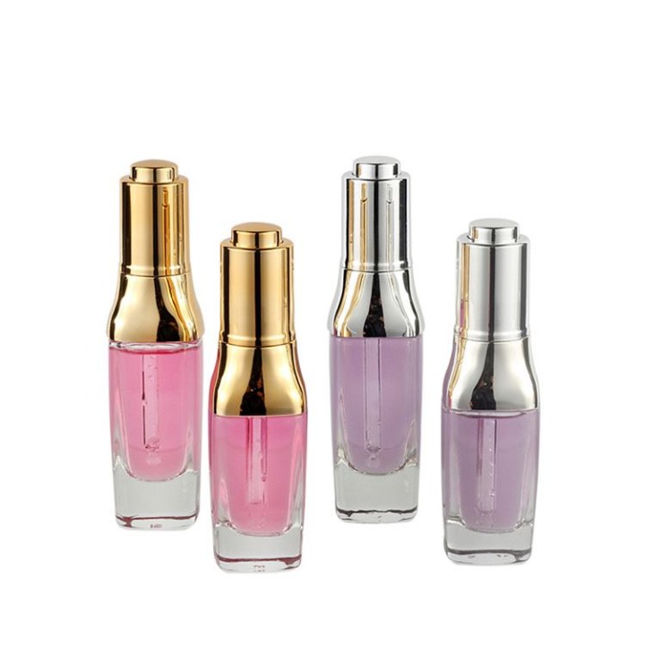 Popular Frosted Serum Bottle Glass with Gold/Silver Dropper And Customize Box 