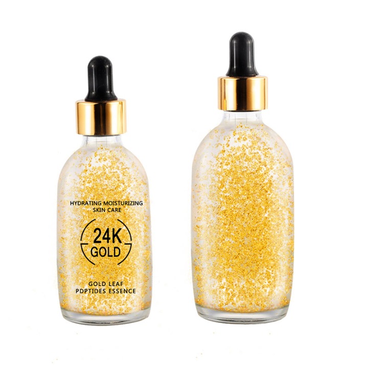 Popular 50Ml 100Ml Round Empty Glass Bottle Serum Bottles with Gold Dropper