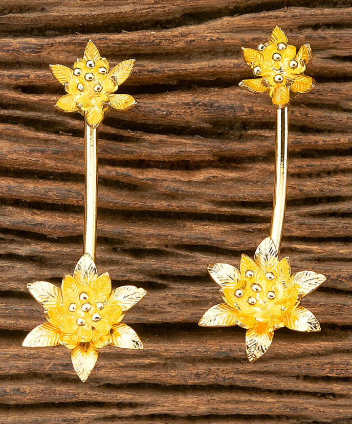 Leaf Design Earrings with Gold Plating