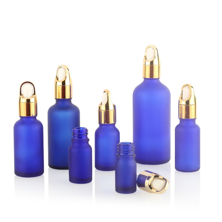  Latest New Design 20Ml 100Ml Cobalt Blue Bottles Cosmetic Essential Oil Dropper Glass Bottle