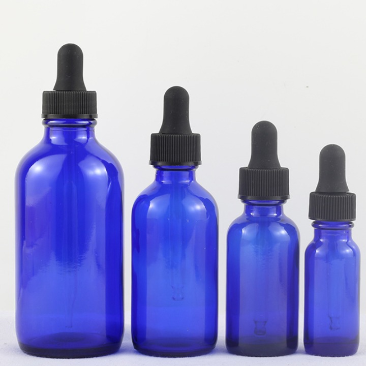 Excellent Quality Blue 15Ml 30Ml Boston Round Glass Dropper Bottle