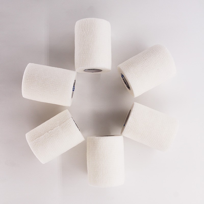 Jiashi times self-adhesive elastic bandage 3-inch-wide 6-roll set, made of non-woven fabric, fixed and pressurized, easy to tear by hand, waterproof and sweatproof, comfortable and breathable, hypoallergenic and non-sticky