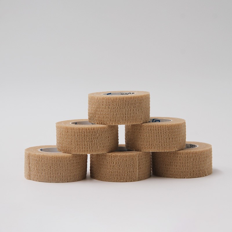 Jia-shi-times self-adhesive elastic bandage 1-inch-wide 6-roll set, made of non-woven fabric, fixed and pressurized, easy to tear by hand, waterproof and sweatproof, comfortable and breathable, hypoallergenic and non-sticky