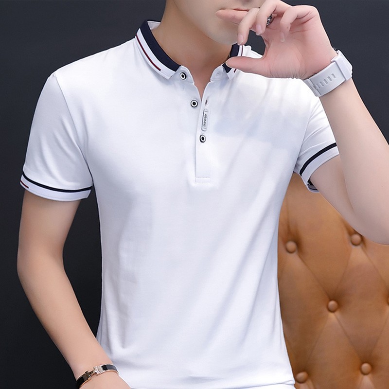 Playboy polo shirts - men's short sleeved harbor style summer thin men's t-shirts popular logo slim lapels